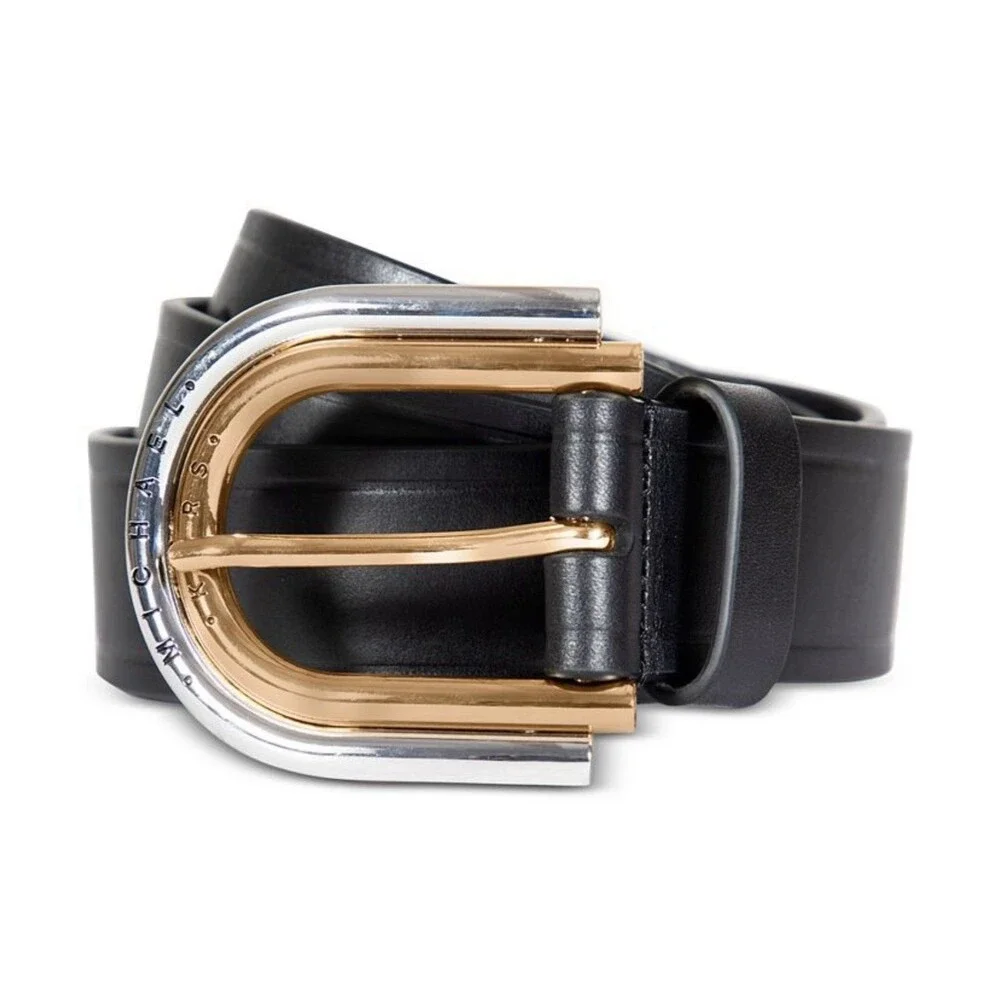 Michael Kors Women’s Double-Buckle Black Leather Belt Women’s Size Large NWT $78